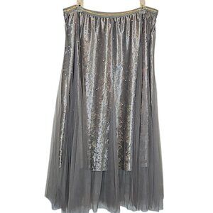 RAGA Tulle Pearl Velvet Midi Skirt Size 3X New Holiday Festive Stretch Flowy